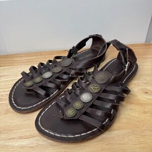 Bernardo Women's Brown Leather Gladiator Sandals with Coins Women's Size 9N